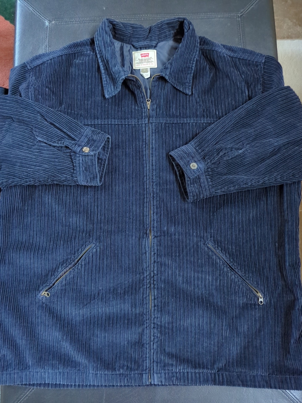 Rare Vtg Levi's Corduroy Navy Zip-up Jacket Oversized XL - Picture 4 of 10